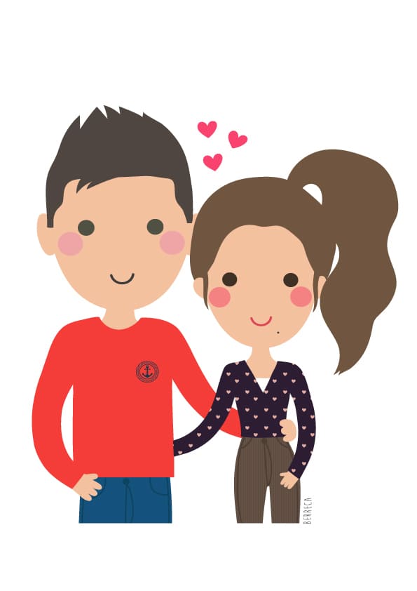 Dibujo personalizado digital de 2 personajes