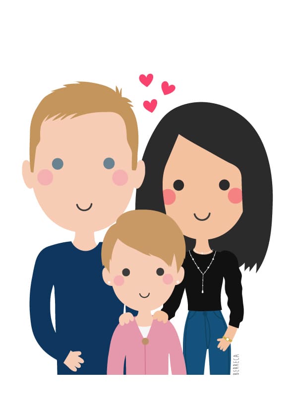 Dibujo personalizado digital de 3 personajes