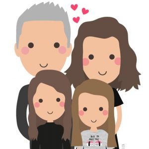 Dibujo personalizado digital de 4 personajes