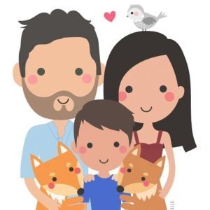 Dibujo personalizado digital de 5 personajes