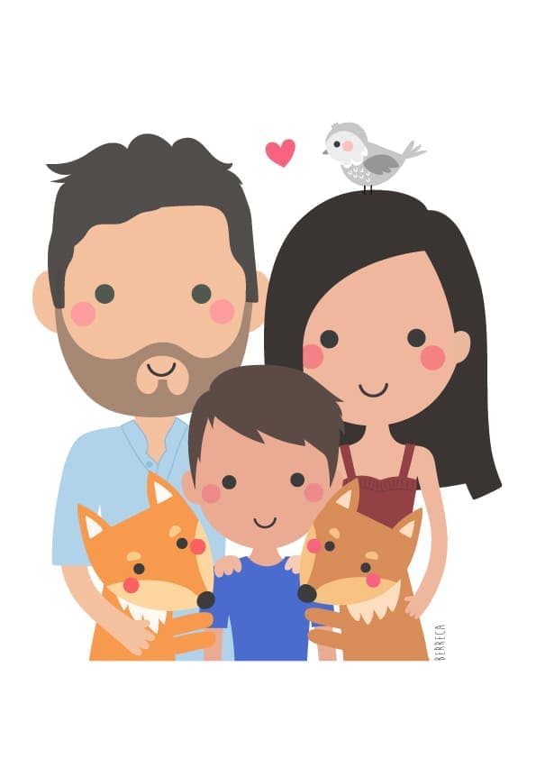 Dibujo personalizado digital de 5 personajes