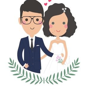 Dibujo digital de boda de 2 personajes
